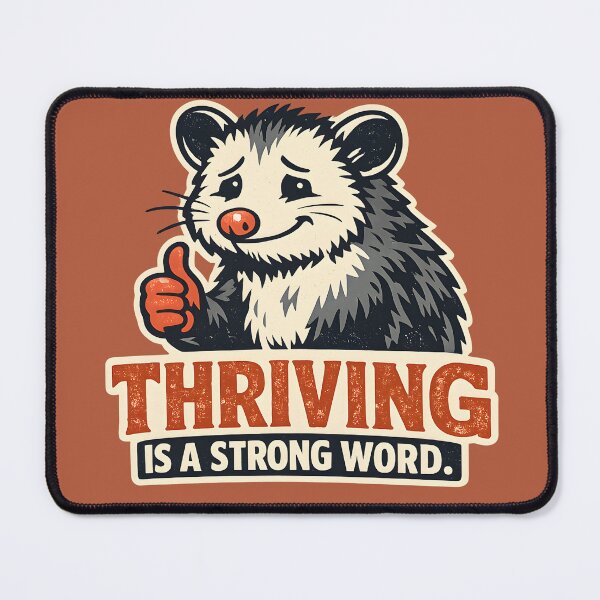 Item preview, Thriving Is A Strong Word Funny Possum Adulting Humor Quote Vintage Sticker Design designed and sold by Artistry in Motion by MADsrecreation.