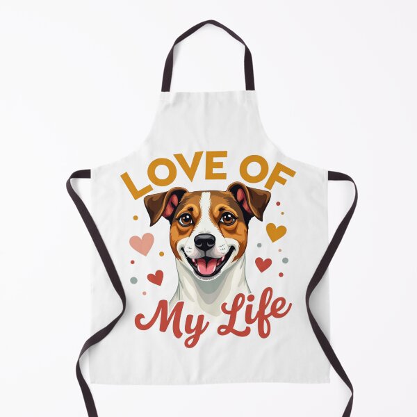 Item preview, Jack Russell Terrier with Love of My Life text and hearts designed and sold by Prints by Mat.