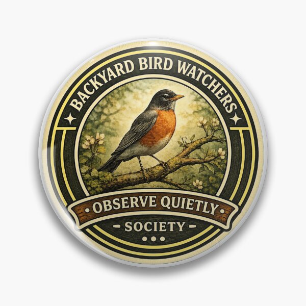 Item preview, Backyard Bird Watchers Sticker | Observe Quietly Badge | Bird Lover Design | Robin Nature Emblem designed and sold by MrDev.