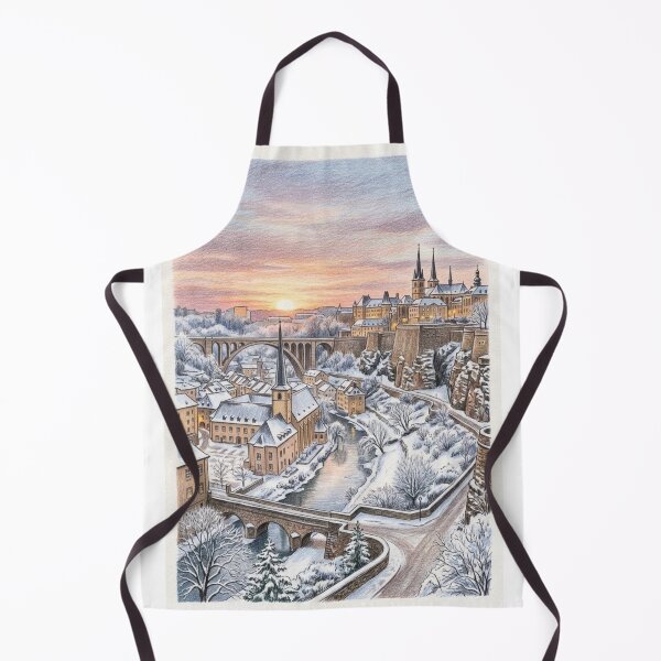 Item preview, WINTER LANDSCAPE OF LUXEMBOURG SNOWY SUNSET TRADITIONAL ART EUROPEAN CITY designed and sold by Curiosiart.