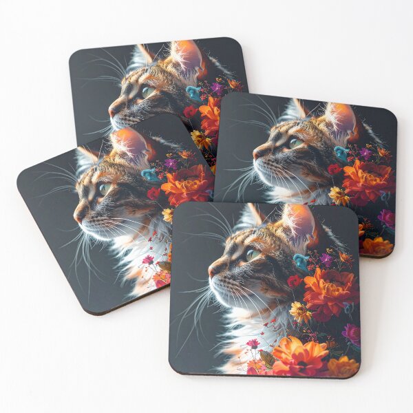 Item preview, Floral Cat Double Exposure Portrait designed and sold by ToxicInkArt.