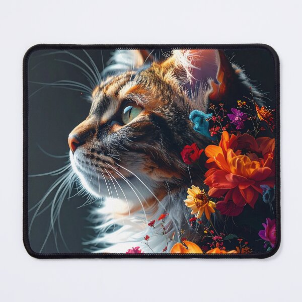 Item preview, Floral Cat Double Exposure Portrait designed and sold by ToxicInkArt.