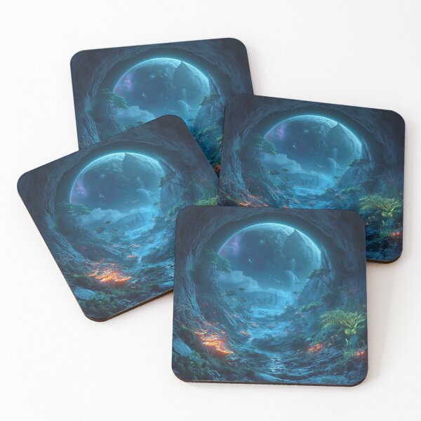 Item preview, Hollow Moon Bioluminescent Alien Forest Landscape designed and sold by Luminous Wilds.
