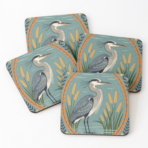Item preview, A charming illustration of wide-eyed heron bird by a marsh. designed and sold by Ponted.