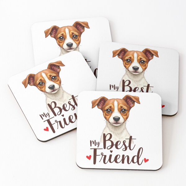 Item preview, Jack Russell Terrier with My Best Friend text and hearts designed and sold by Prints by Mat.