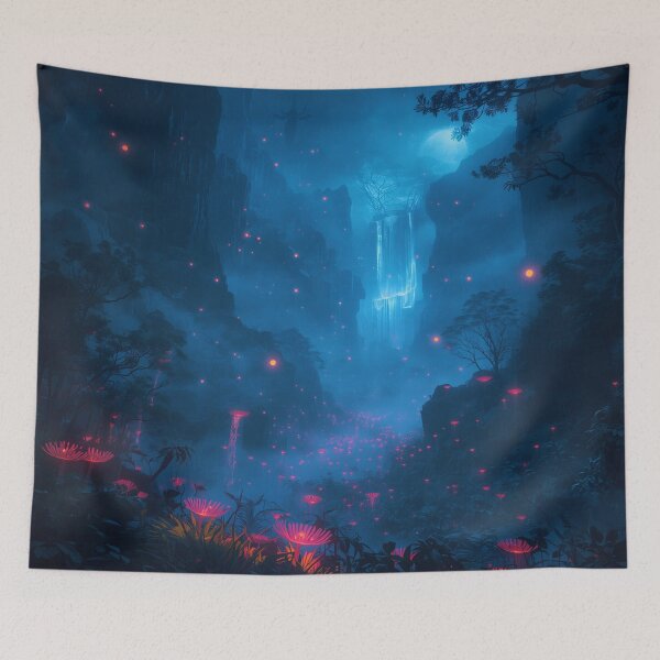 Item preview, Sky Lantern Jungle Fantasy Alien Valley Landscape designed and sold by Luminous Wilds.