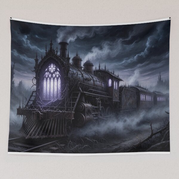 Item preview, Gothic Cathedral Ghost Train – Haunted Dark Fantasy Steam Locomotive designed and sold by Pioneer Spirit Market.