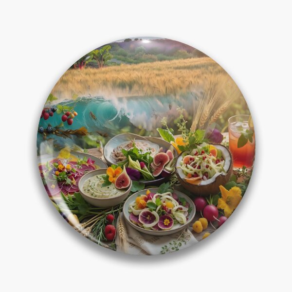 Item preview, World Sustainable Gastronomy Day — Farm Ocean Sunset Feast Table Art Print designed and sold by DreamyWallVibes.