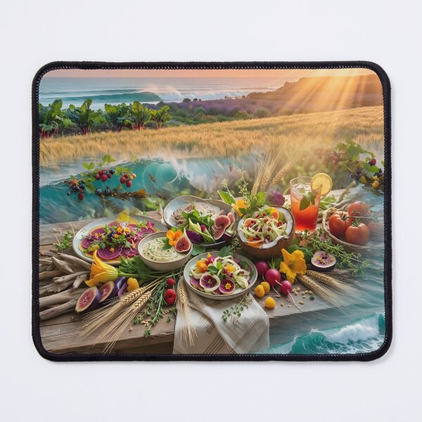 Item preview, World Sustainable Gastronomy Day — Farm Ocean Sunset Feast Table Art Print designed and sold by DreamyWallVibes.