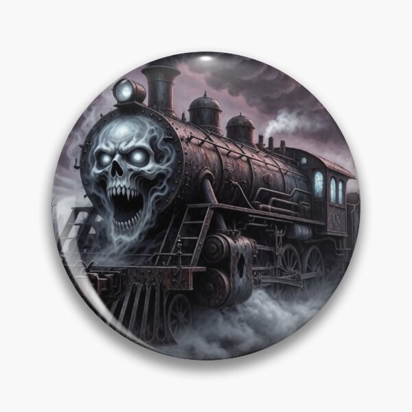 Item preview, Skull Ghost Train in Haunted Graveyard – Eclipse Blood Moon Horror Art designed and sold by Pioneer Spirit Market.