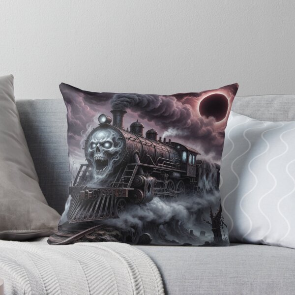 Item preview, Skull Ghost Train in Haunted Graveyard – Eclipse Blood Moon Horror Art designed and sold by Pioneer Spirit Market.