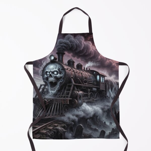 Item preview, Skull Ghost Train in Haunted Graveyard – Eclipse Blood Moon Horror Art designed and sold by Pioneer Spirit Market.