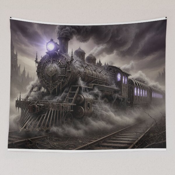 Item preview, Haunted Gothic Ghost Train – Dark Fantasy Steam Locomotive in Storm designed and sold by Pioneer Spirit Market.