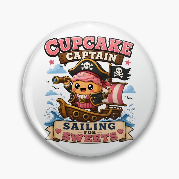 Item preview, Cupcake Captain – Sailing for Sweets Cute Pirate Cupcake Kawaii Food T-Shirt designed and sold by Snackwear Apparel.