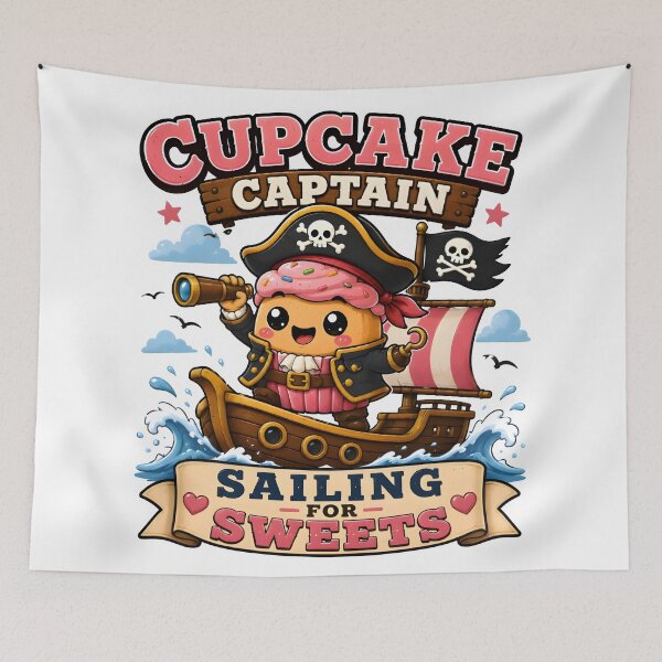 Item preview, Cupcake Captain – Sailing for Sweets Cute Pirate Cupcake Kawaii Food T-Shirt designed and sold by Snackwear Apparel.