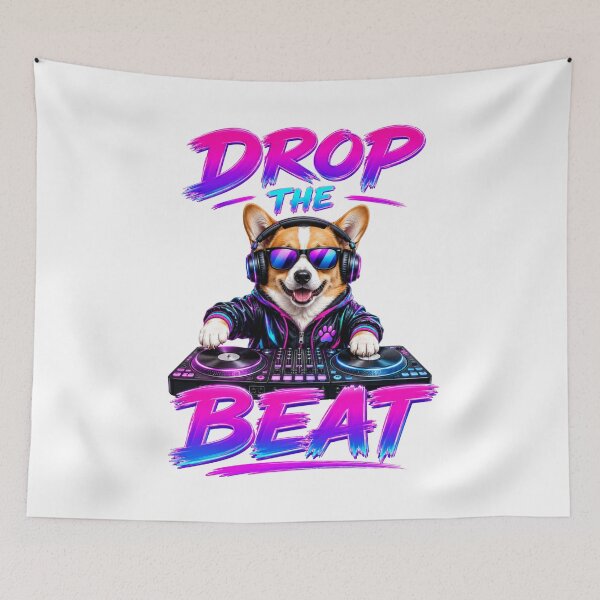 Item preview, Drop The Best DJ Corgi Sricker designed and sold by PawFusionArt.