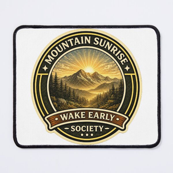 Item preview, Mountain Sunrise Society Sticker | Wake Early Badge | Mountain Lover Design | Hiking & Nature Emblem designed and sold by MrDev.