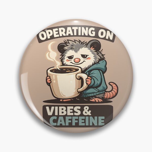 Item preview, Operating On Vibes And Caffeine Burnout Humor Possum Coffee Retro Quote Sticker Design designed and sold by  Artistry in Motion by MADsrecreation.