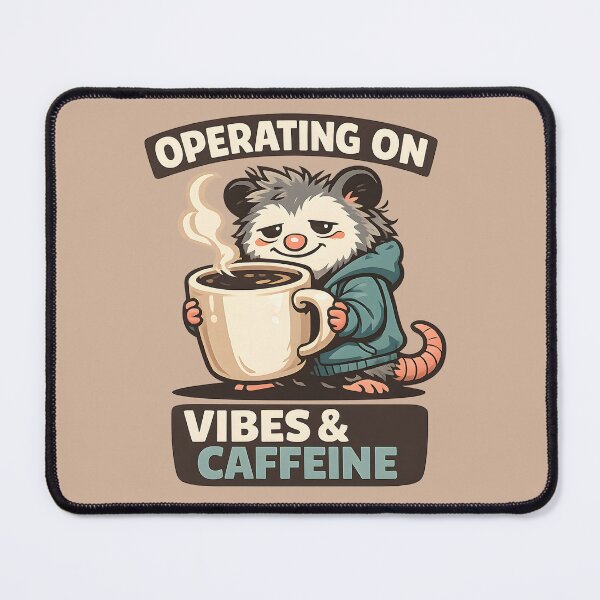 Item preview, Operating On Vibes And Caffeine Burnout Humor Possum Coffee Retro Quote Sticker Design designed and sold by Artistry in Motion by MADsrecreation.