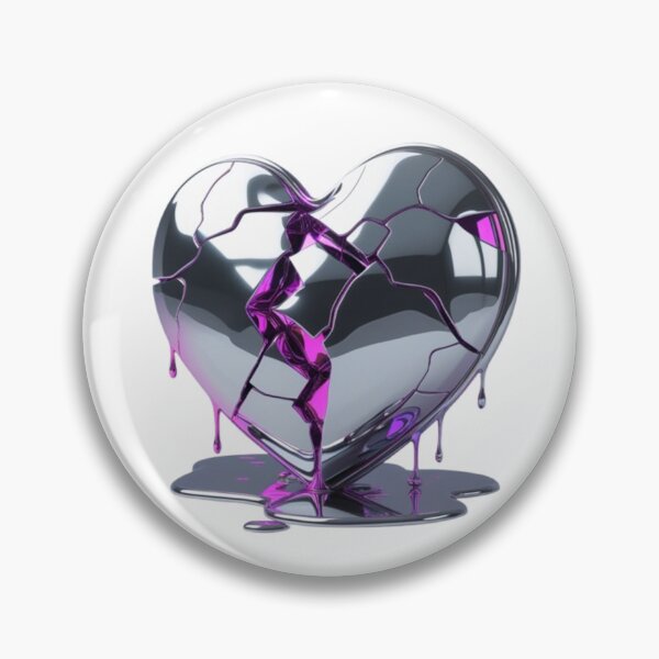 Item preview, Broken Chrome Heart with Purple Liquid 3D Illustration  designed and sold by RareVisuals.