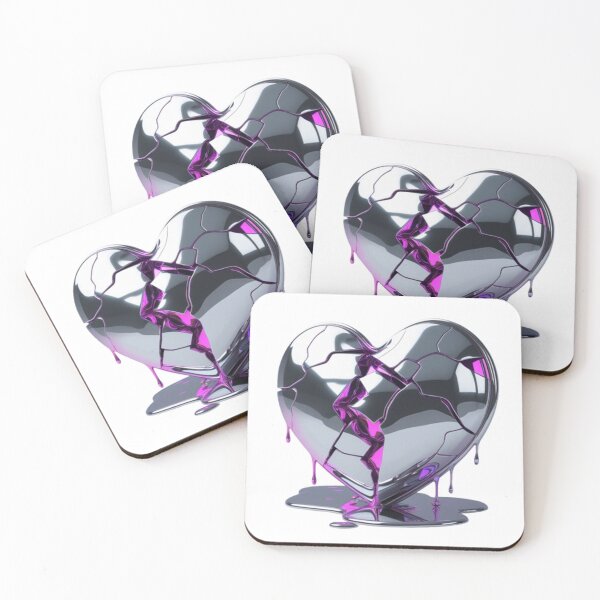 Item preview, Broken Chrome Heart with Purple Liquid 3D Illustration  designed and sold by RareVisuals.