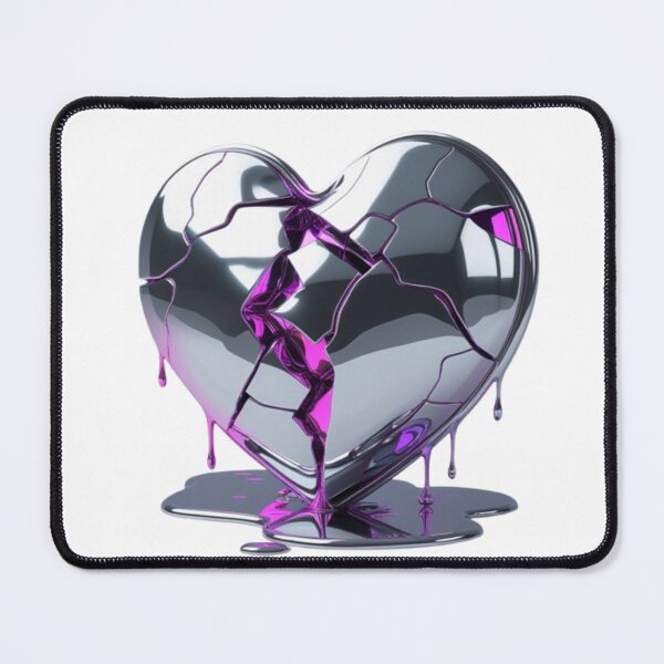 Item preview, Broken Chrome Heart with Purple Liquid 3D Illustration  designed and sold by RareVisuals.