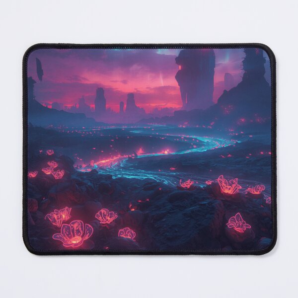 Item preview, Neon Lava Bloom Alien Volcanic Fantasy Landscape designed and sold by Luminous Wilds.