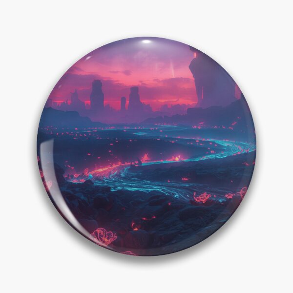 Item preview, Neon Lava Bloom Alien Volcanic Fantasy Landscape designed and sold by Luminous Wilds.