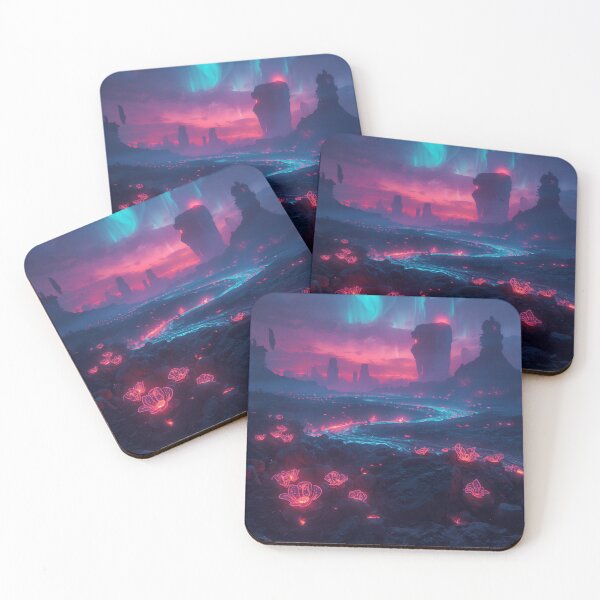 Item preview, Neon Lava Bloom Alien Volcanic Fantasy Landscape designed and sold by Luminous Wilds.