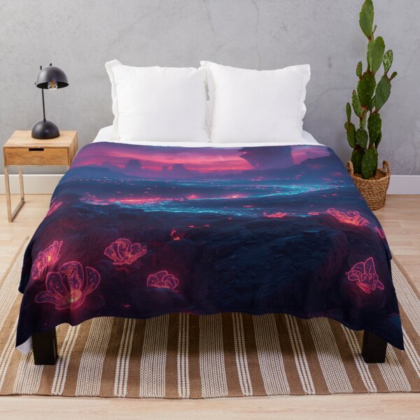 Item preview, Neon Lava Bloom Alien Volcanic Fantasy Landscape designed and sold by Luminous Wilds.