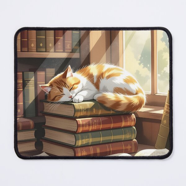 Item preview, Cat curled up asleep on a stack of antique books  designed and sold by Ponted.