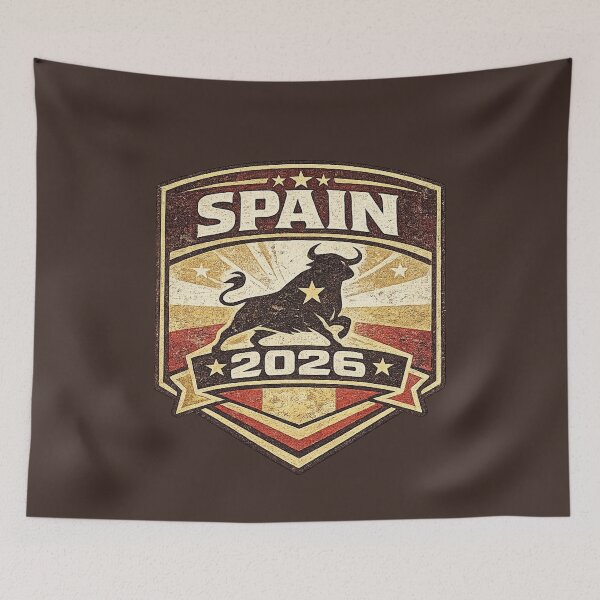 Item preview, Spain 2026 Vintage Bull Football Retro T-Shirt designed and sold by ArthUpscale.