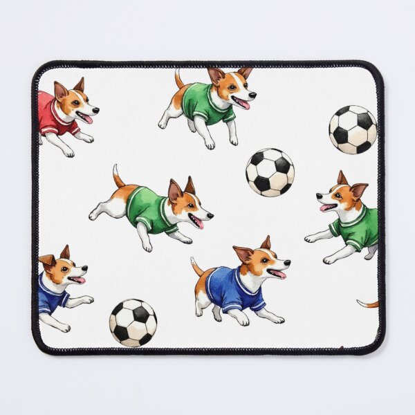 Item preview, Jack Russell Terrier in soccer jersey pattern with balls designed and sold by Prints by Mat.