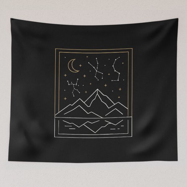 Item preview, Minimalist Mountain Constellation and Moon Line Art designed and sold by MIArt Studio.