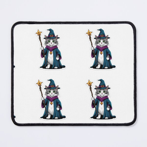 Item preview, Mini wizard cat with magical staff designed and sold by kidoramagic.