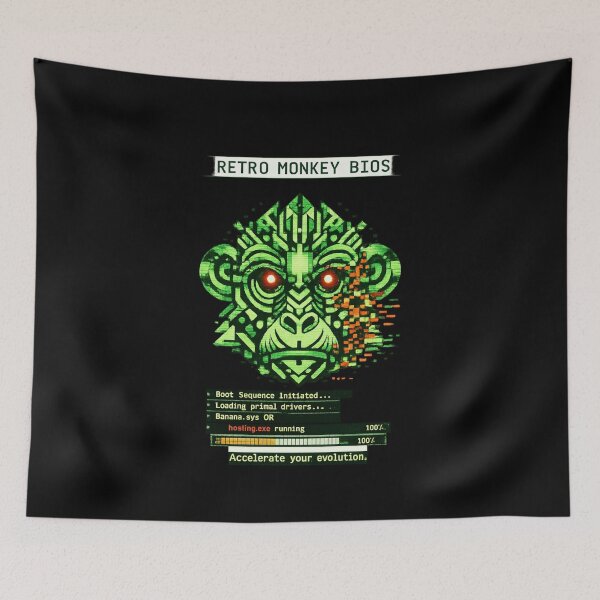 Item preview, RETRO MONKEY BIOS — Pixel Boot Primate designed and sold by Cabrasco.