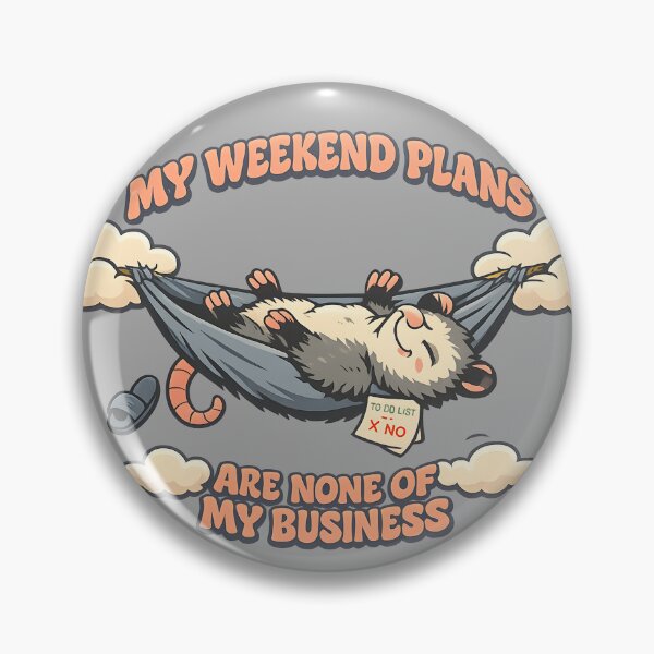 Item preview, My Weekend Plans Are None Of My Business Lazy Hammock Possum Funny Retro Quote Sticker designed and sold by  Artistry in Motion by MADsrecreation.