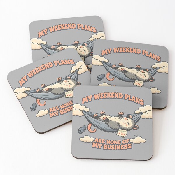 Item preview, My Weekend Plans Are None Of My Business Lazy Hammock Possum Funny Retro Quote Sticker designed and sold by  Artistry in Motion by MADsrecreation.