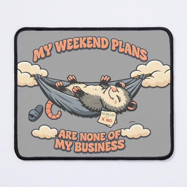 Item preview, My Weekend Plans Are None Of My Business Lazy Hammock Possum Funny Retro Quote Sticker designed and sold by Artistry in Motion by MADsrecreation.