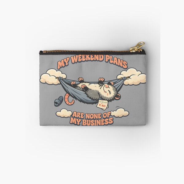Item preview, My Weekend Plans Are None Of My Business Lazy Hammock Possum Funny Retro Quote Sticker designed and sold by  Artistry in Motion by MADsrecreation.