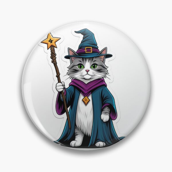 Item preview, Mini wizard cat with magical staff designed and sold by kidoramagic.