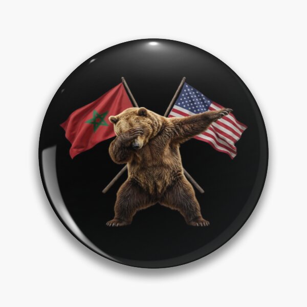 Item preview, Dabbing Brown Bear with Moroccan and American Flags designed and sold by DailySparks.
