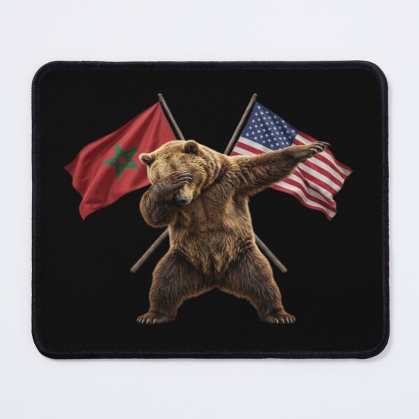 Item preview, Dabbing Brown Bear with Moroccan and American Flags designed and sold by DailySparks.