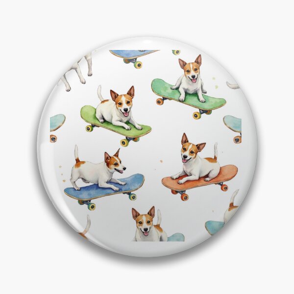 Item preview, Jack Russell Terrier on skateboard watercolor pattern designed and sold by Prints by Mat.