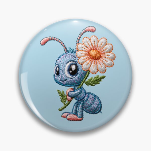 Item preview, Cute Embroidered Ant with Daisy designed and sold by MegaNovaArt.