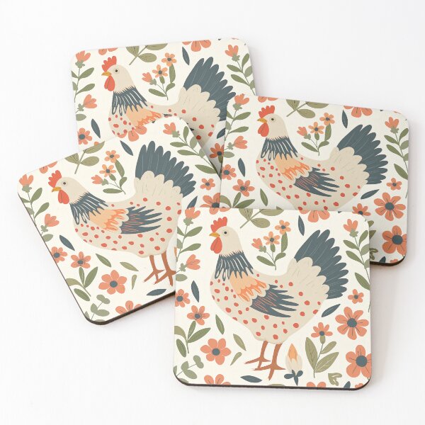 Item preview, Scandinavian Folk Art, Floral Chicken designed and sold by xiao xuans.