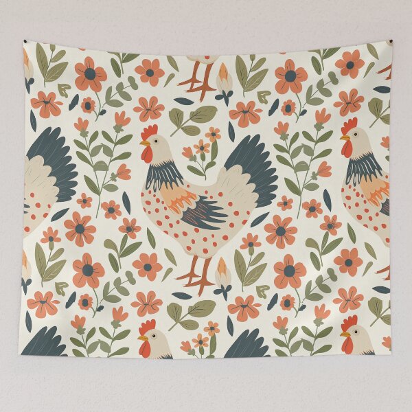 Item preview, Scandinavian Folk Art, Floral Chicken designed and sold by xiao xuans.