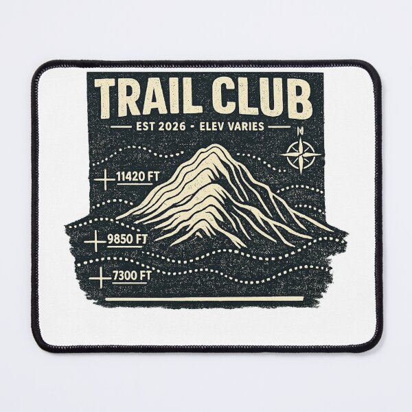 Item preview, Trail Club Est 2026 — Vintage Topographic Mountain Hiking designed and sold by VaultInk.