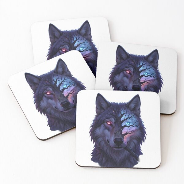 Item preview, Ethereal Dual-Spirit Wolf - Enchanted Nature Wildlife Art designed and sold by SupernovaNote.