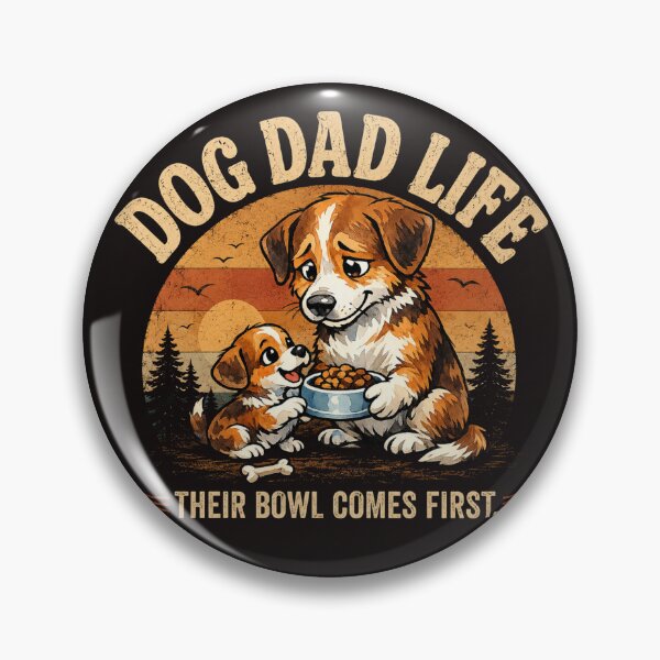 Item preview, Dog Dad Life Their Bowl Comes First Vintage Retro Sunset Puppy Fatherhood Dog Lover T-Shirt designed and sold by HOUSE OF TIST.